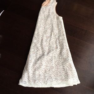 Elegant White Lace Nude Lined Dress 4P